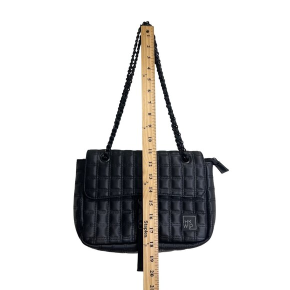 IHKWIP Quilted Black Shoulder Bag With Chain Strap & Buckle Closure - Picture 6 of 7